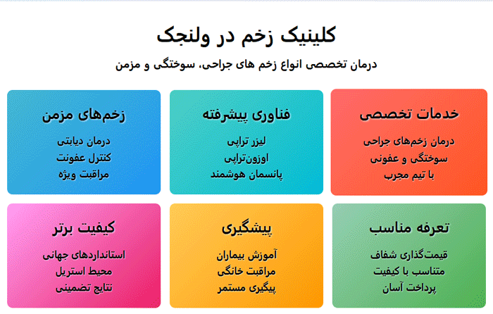 انتخاب بهترین مرکز درمان زخم در ولنجک